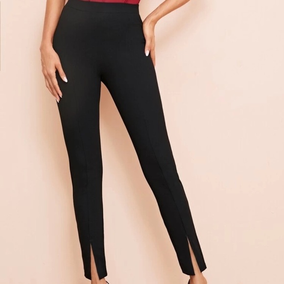 Slit flared dress pants high waist minimal black - Picture 4 of 6
